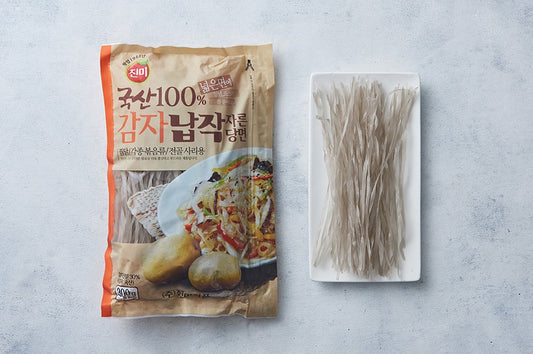 [Jinmi] Flat-Sliced Korean Potato Glass Noodles 300g (진미 국산감자 납작 자른 당면 300g)
